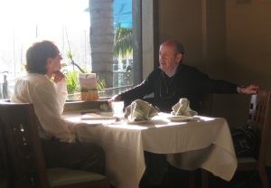 Discussing poetry with former Poet Laureate of the U.S. Billy Collins (photo by Martha Halda)