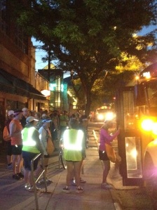 Loading onto the buses at 5 a.m.