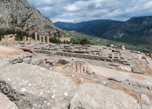 The Temple of Delphi, the centerpiece of the novel, where Lauren and Zack are pulled through the portal.